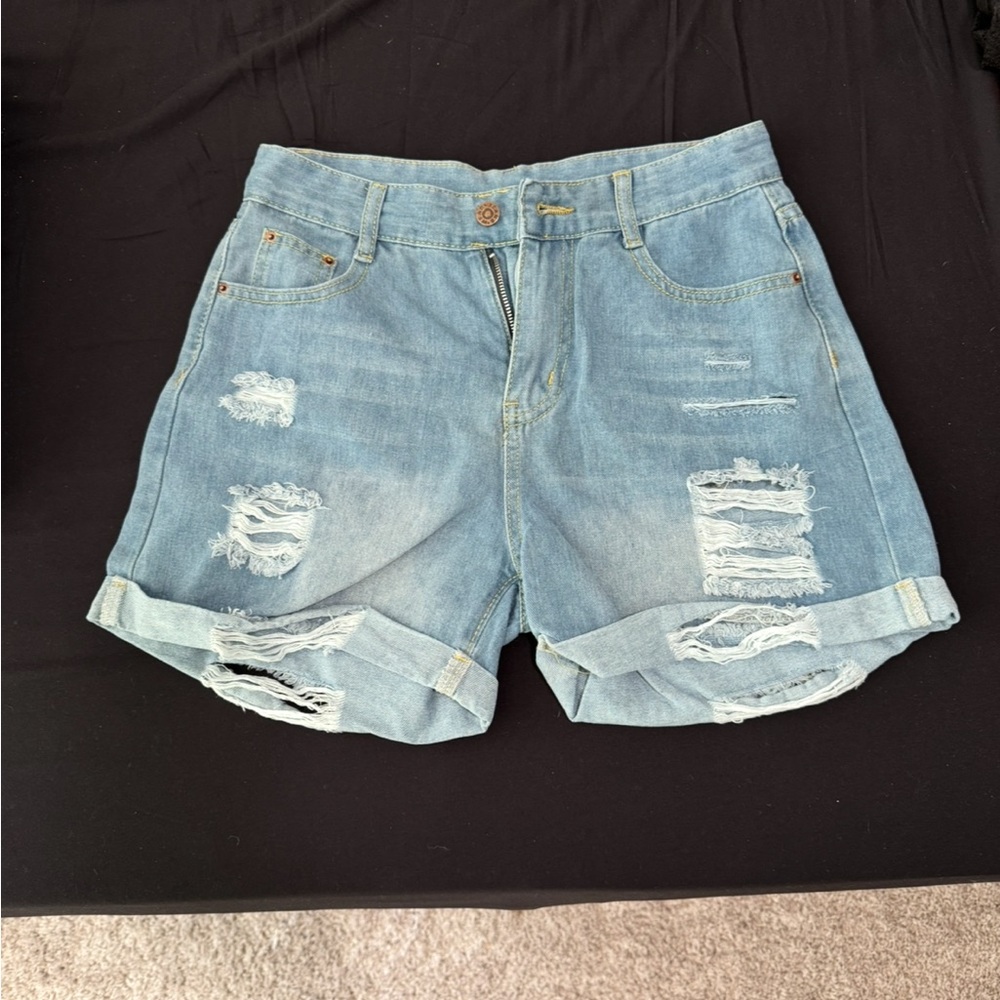 Distressed Denim Shorts
